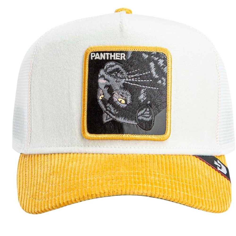 NWT Goorin Bros White and Yellow Panther Trucker Hat